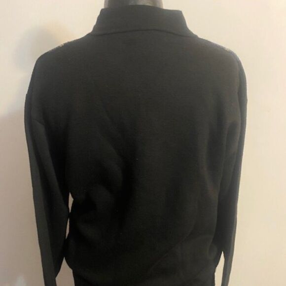 Chereskin Black/Blue/Gray stripe 1/4 button sweater, size XL - Picture 2 of 4